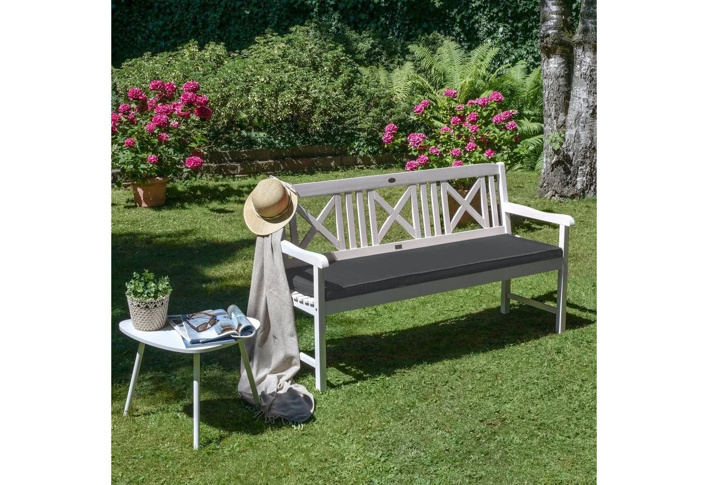 Beautissu Bankauflage Base BK Grau Waschbar mit Kissen - Bild 5