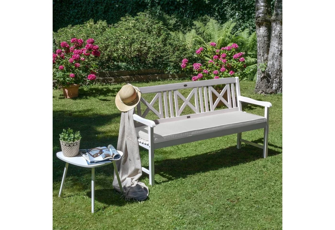 Beautissu Bankauflage Base BK Hellgrau Waschbar Gartenbankkissen - Bild 5