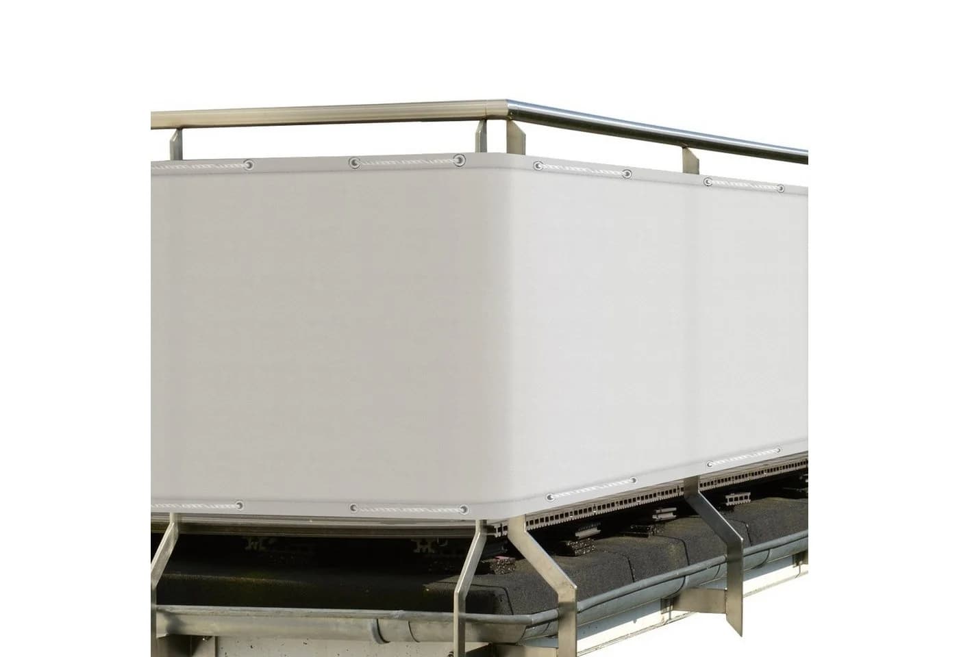 Sol Royal Balkonsichtschutz Weiß 90x300cm mit Ösen & Kordel - Bild 2