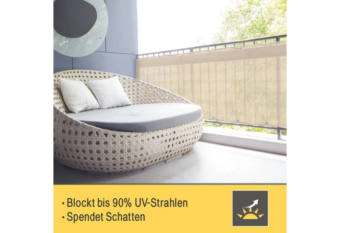 Sol Royal Balkonsichtschutz HDPE blickdicht beige mit Ösen