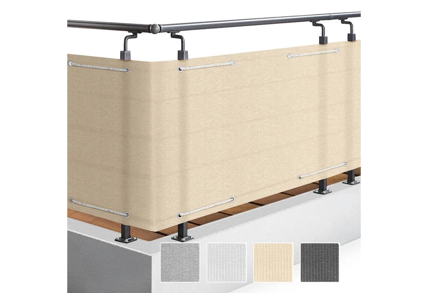 Sol Royal Balkonsichtschutz HDPE blickdicht beige mit Ösen - Bild 2