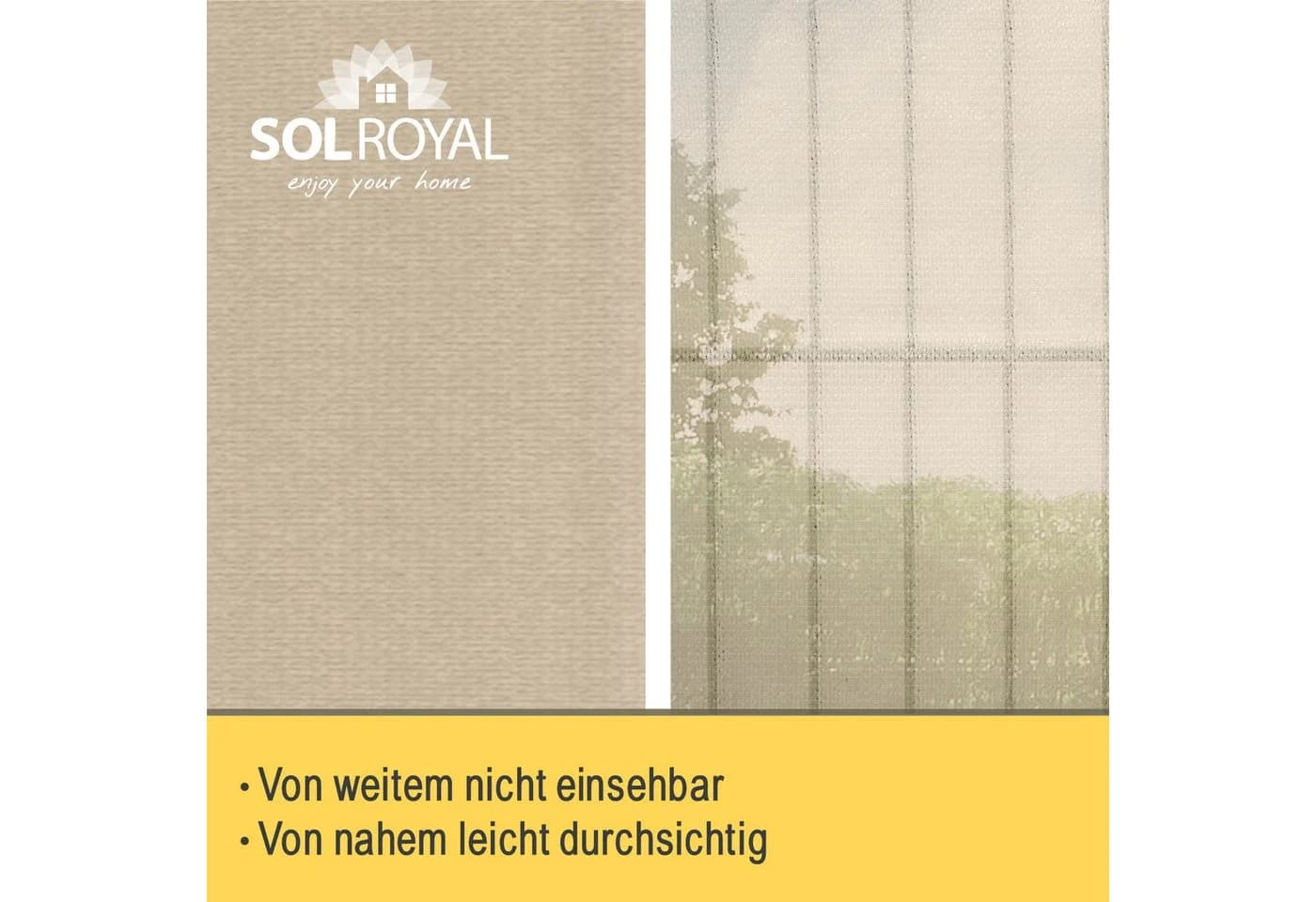 Sol Royal Balkonsichtschutz HDPE blickdicht beige mit Ösen - Bild 4