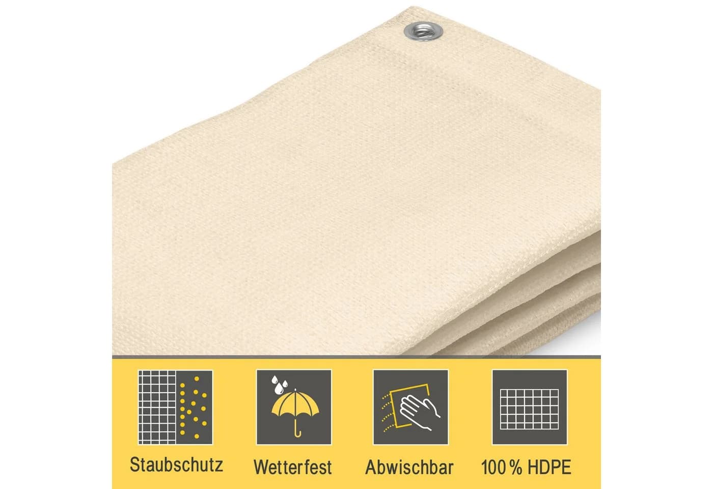Sol Royal Balkonsichtschutz HDPE blickdicht beige mit Ösen - Bild 5