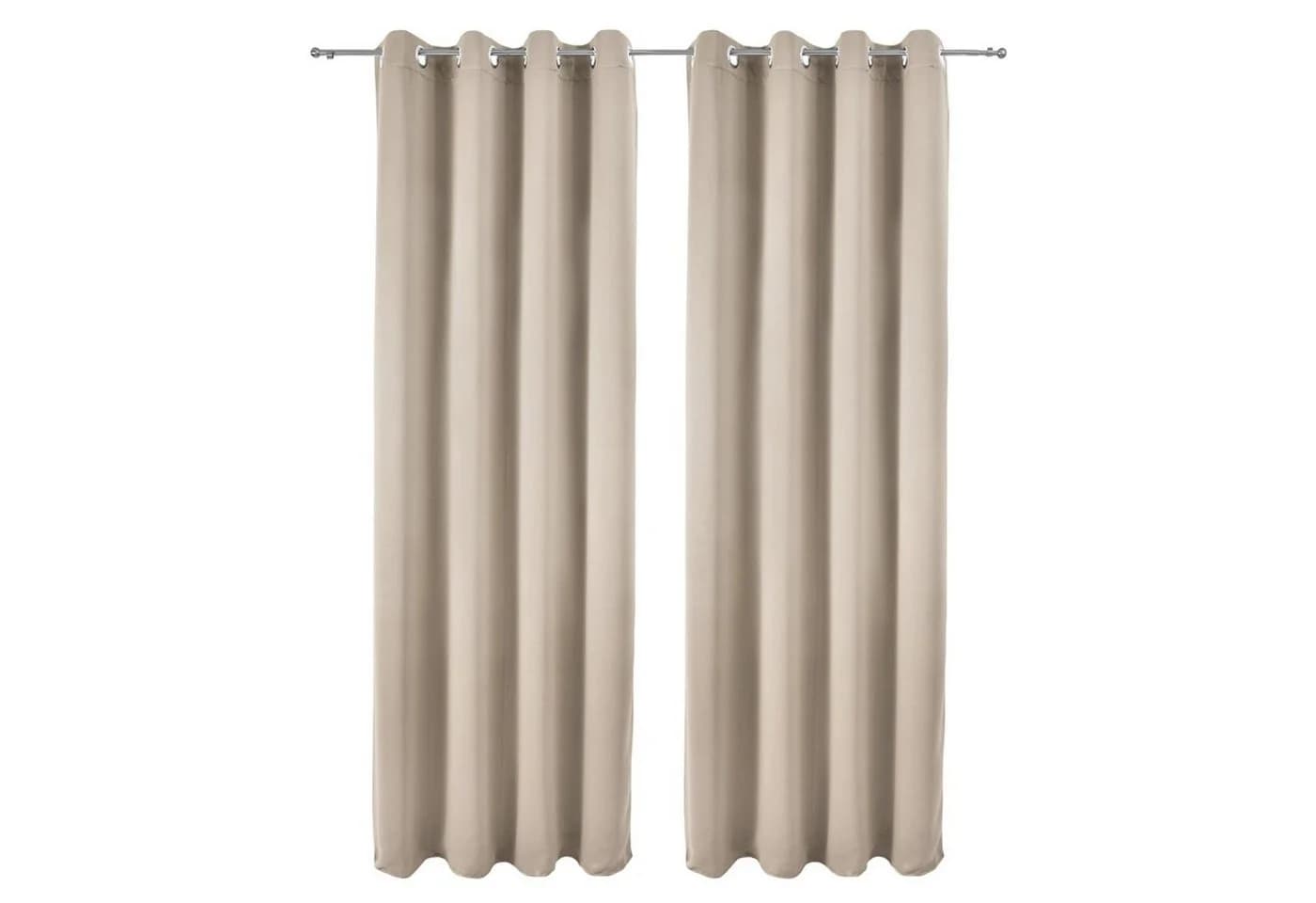 Beautissu Vorhang Amelie 2er Set Sand Blackout mit Ösen - Bild 2