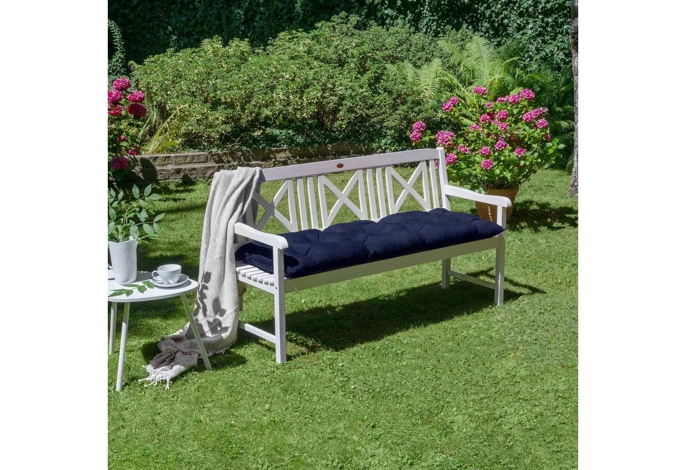 Beautissu Bankauflage Flair BK Dunkelblau Sitzkissen für Gartenbank - Bild 5
