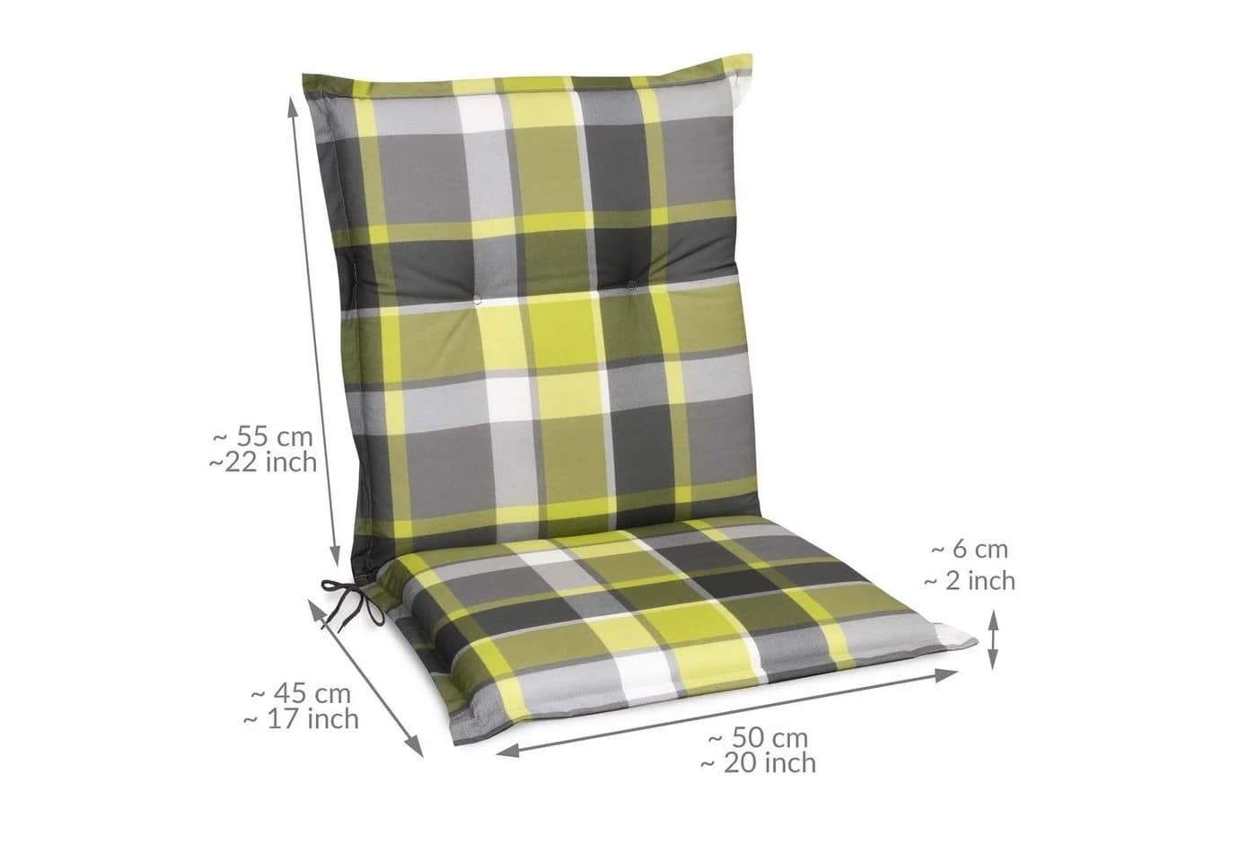 Beautissu Sitzauflage Sunny GR Niedriglehner Grün Karier UV-Lichtecht