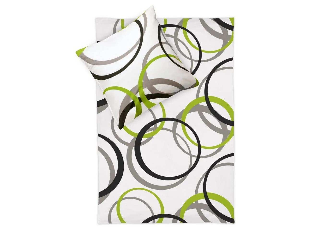 Beautissu Bettwäsche Set Nina 135x200cm 100% Baumwolle Bunt Grün Moderner Print