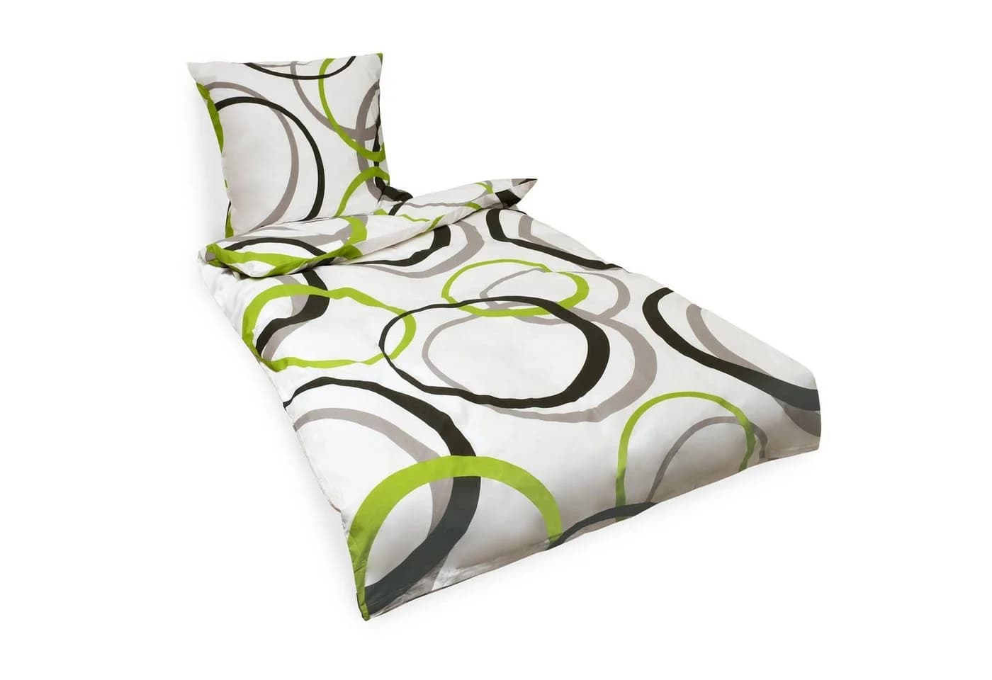 Beautissu Bettwäsche Set Nina 135x200cm 100% Baumwolle Bunt Grün Moderner Print - Bild 2