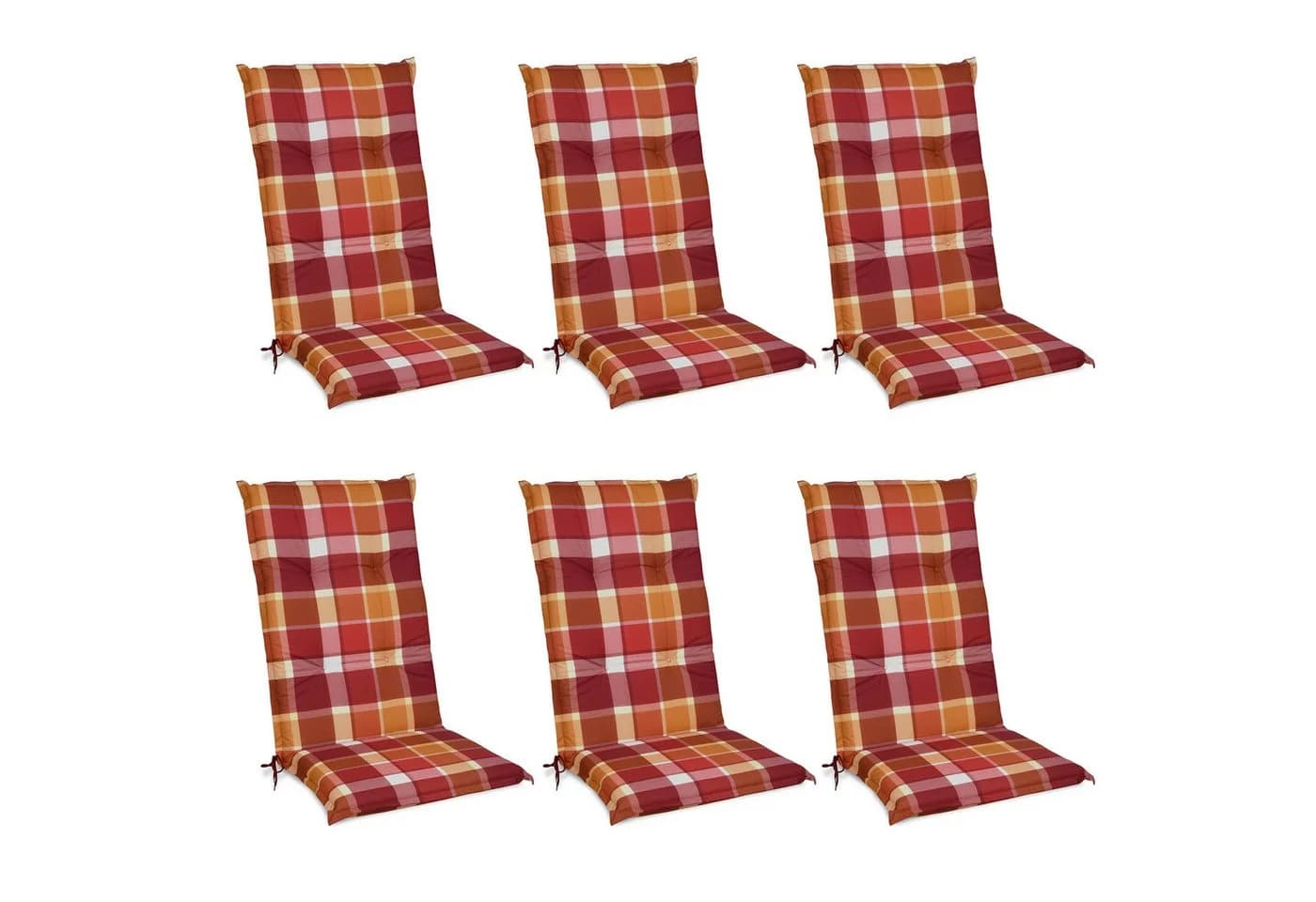 Beautissu Hochlehnerauflage 6er Set Rot Kariert - Bild 2
