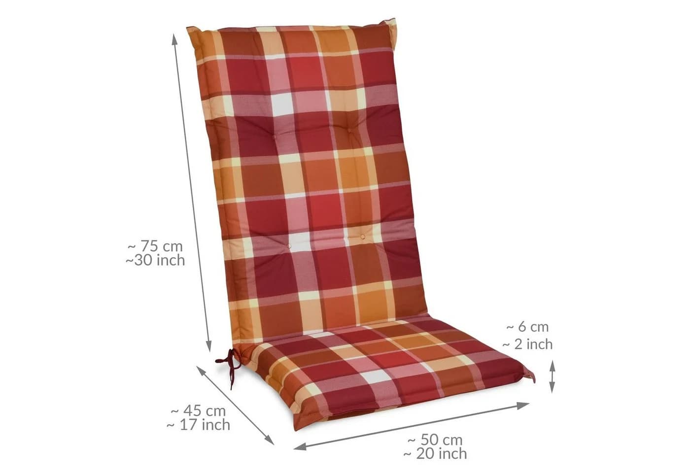 Beautissu Hochlehnerauflage 6er Set Rot Kariert - Bild 5