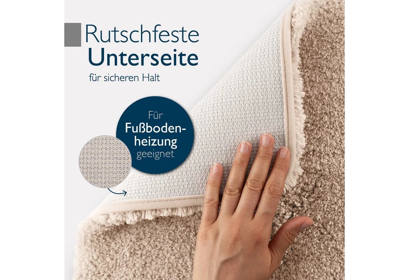 Beautissu Badematte BeauMare FL Natur Rutschfest Polyester