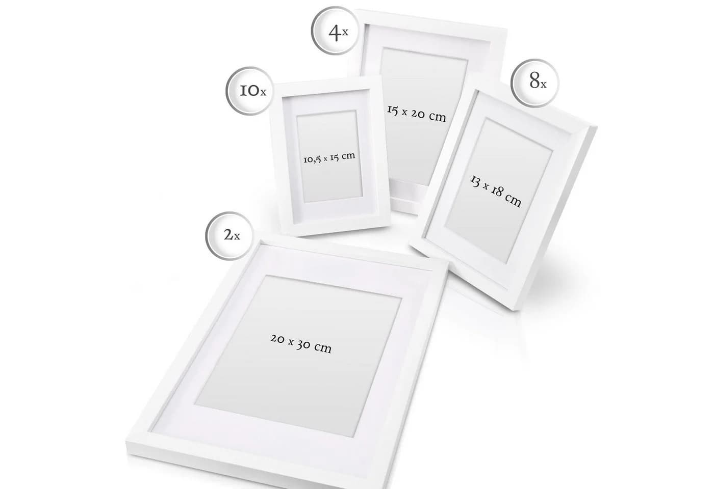bomoe Bilderrahmen Set 24er Weiß MDF Glas Collage