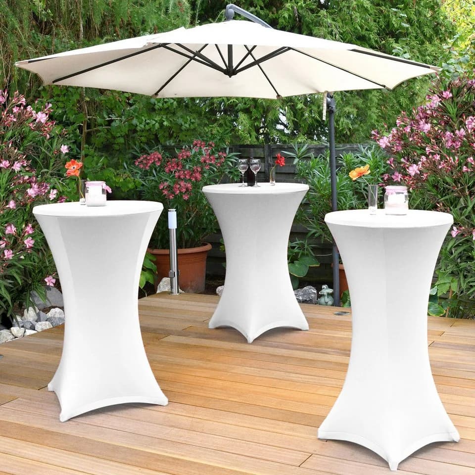 Beautissu Stehtischhusse Stretch Weiß 5er Set - Bild 4