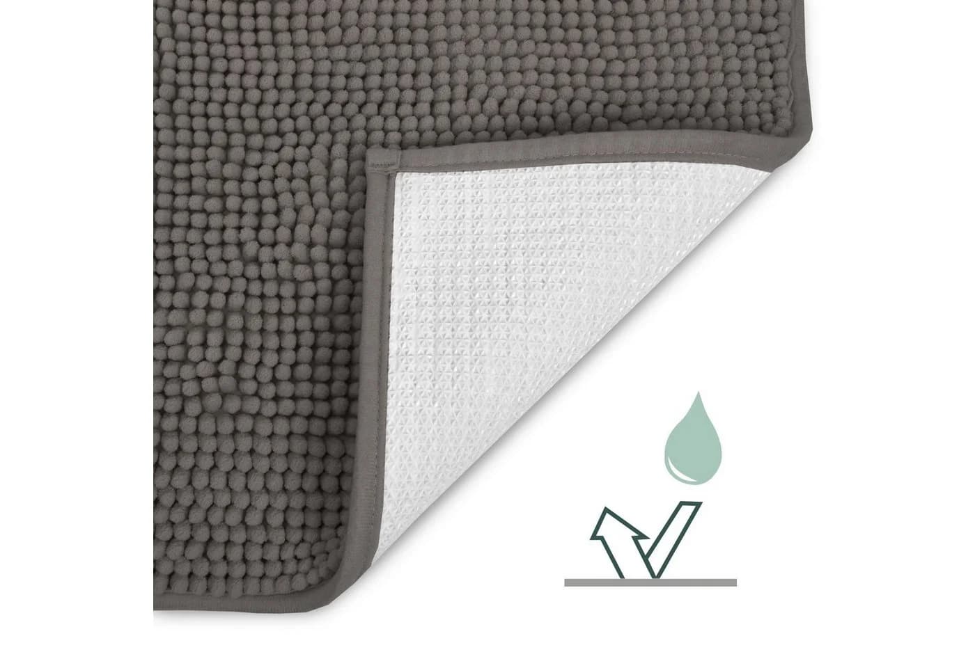 Beautissu Badematte BeauMare WR rutschfest Chenille Anthrazit - Bild 5