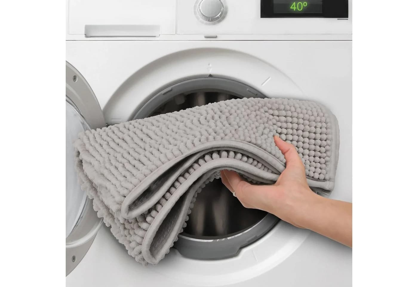 Beautissu Badematte BeauMare WR Chenille Grau Rutschfest - Bild 4