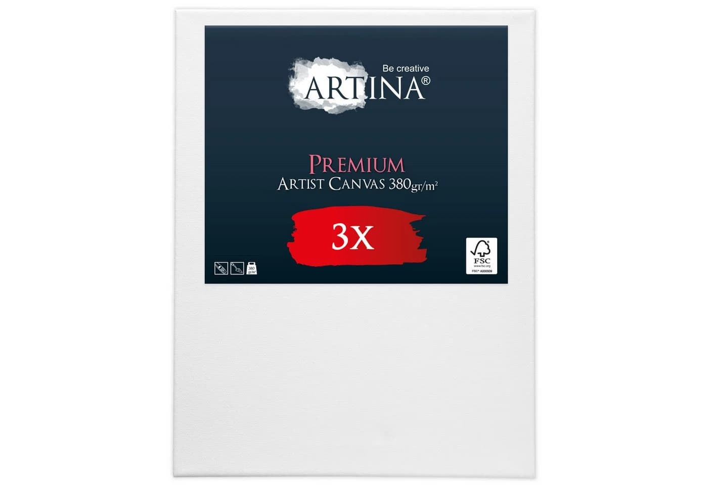 Artina Keilrahmen Leinwand Premium 30x40cm 3er Set 100% Baumwolle