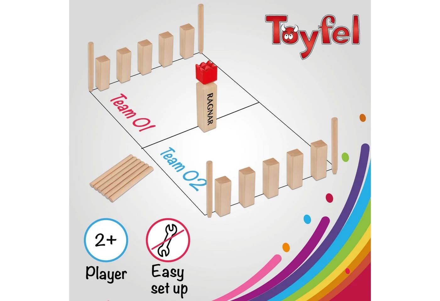 Toyfel Spiel Ragnar Wikingerspiel Massivholz Set mit Tasche