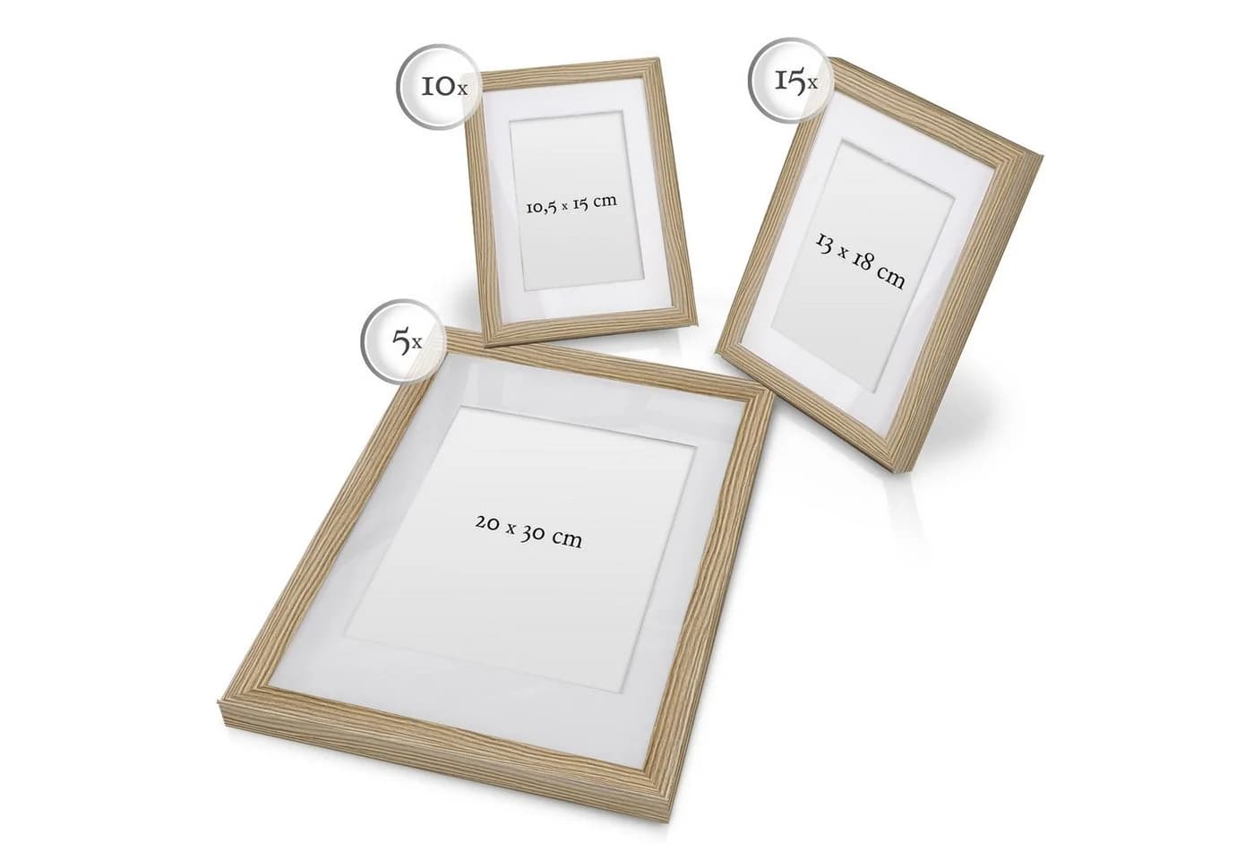 bomoe Bilderrahmen Set 30er Eiche Collage MDF Glas