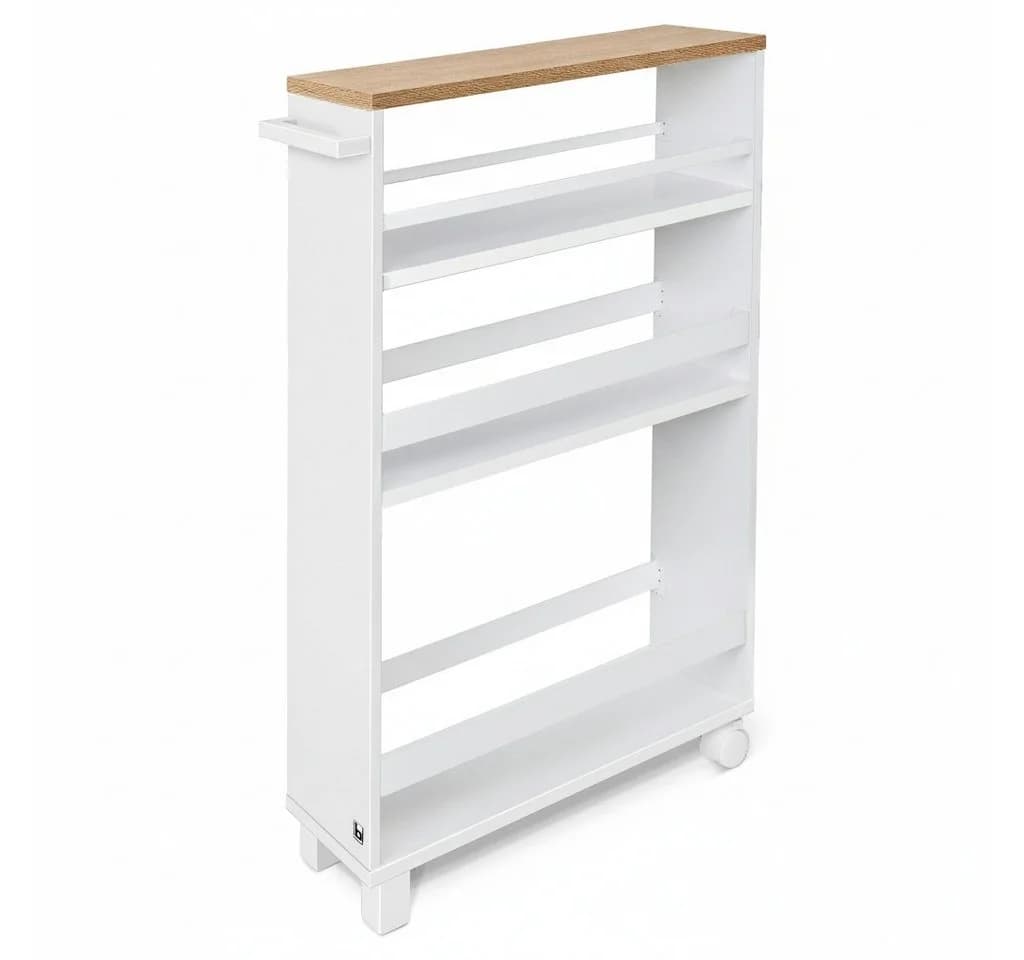 bomoe Küchenwagen Hylla Schmal 15cm Weiß & Eiche - Bild 2
