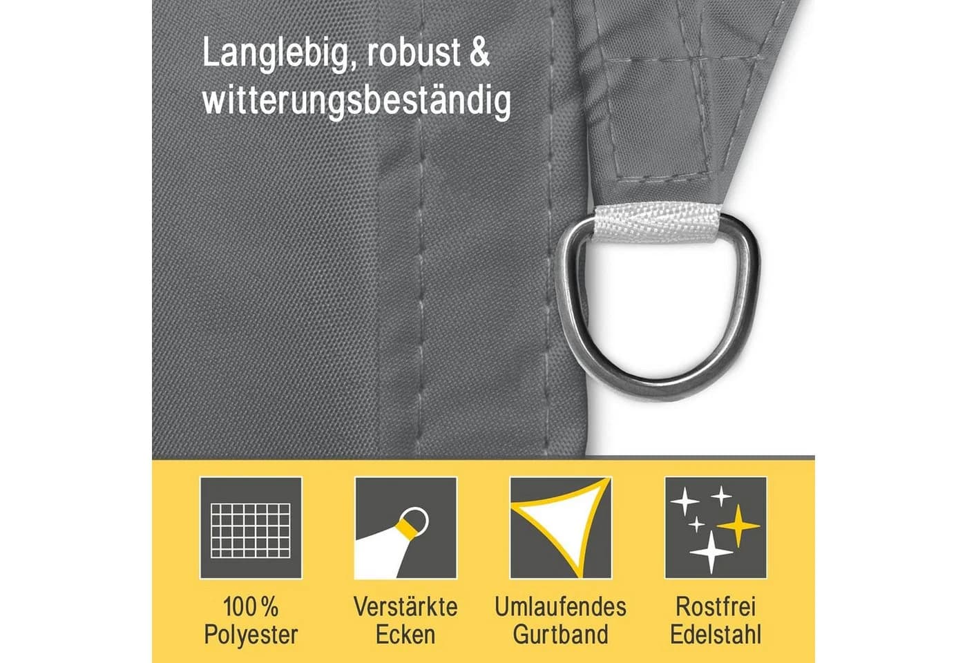 Sol Royal Sonnensegel 3,6x3,6m Grau Wasserdicht UV-Schutz - Bild 5