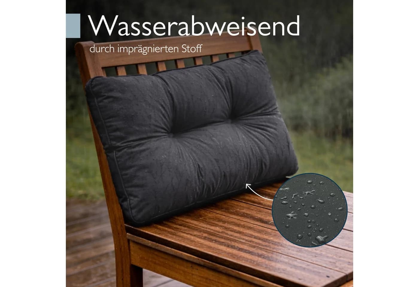Beautissu Outdoor-Sitzkissen Anthrazit Wetterfest - Bild 4