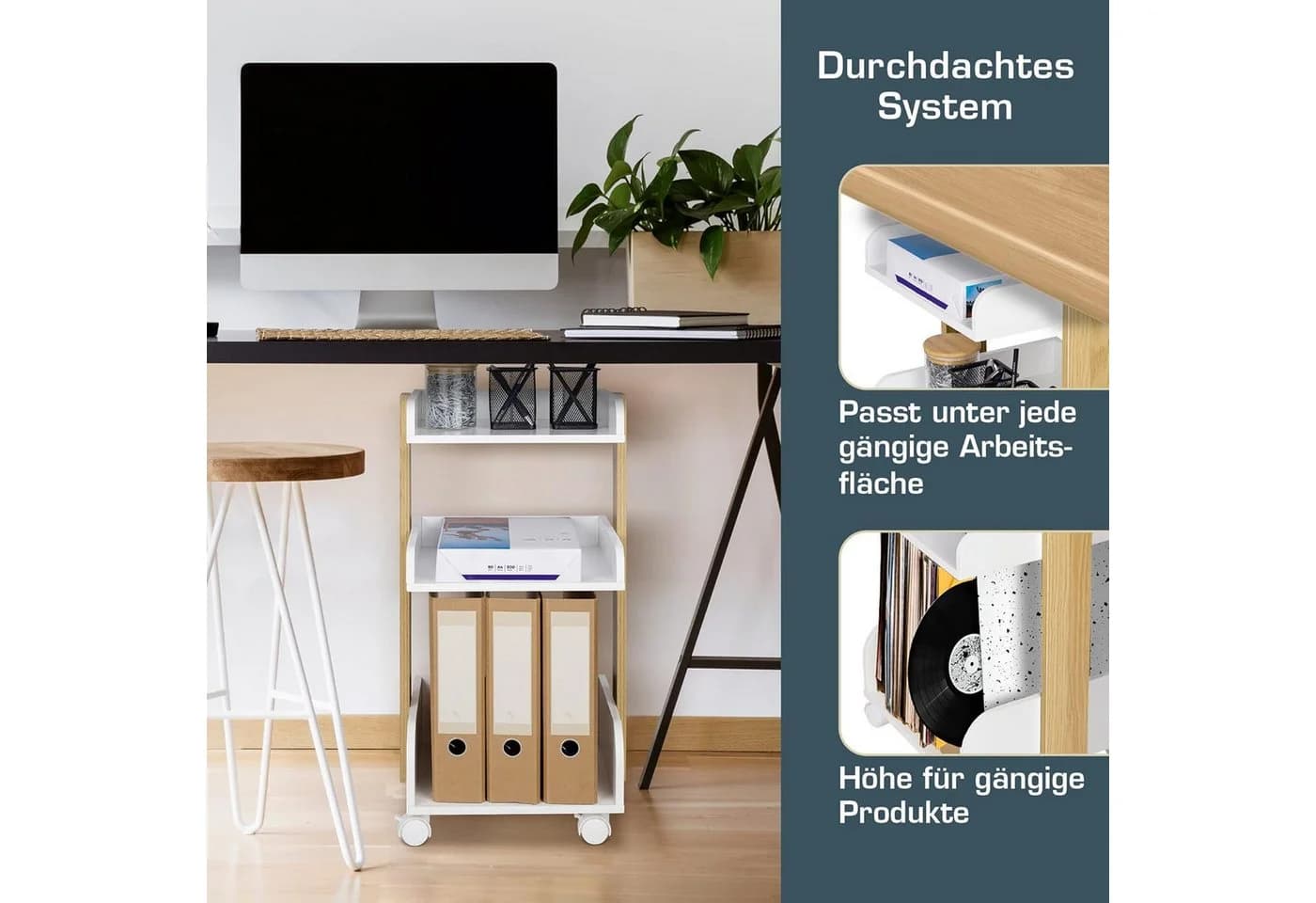 bomoe Rollwagen Bosse Weiß und Eiche 69 cm hoch - Bild 5