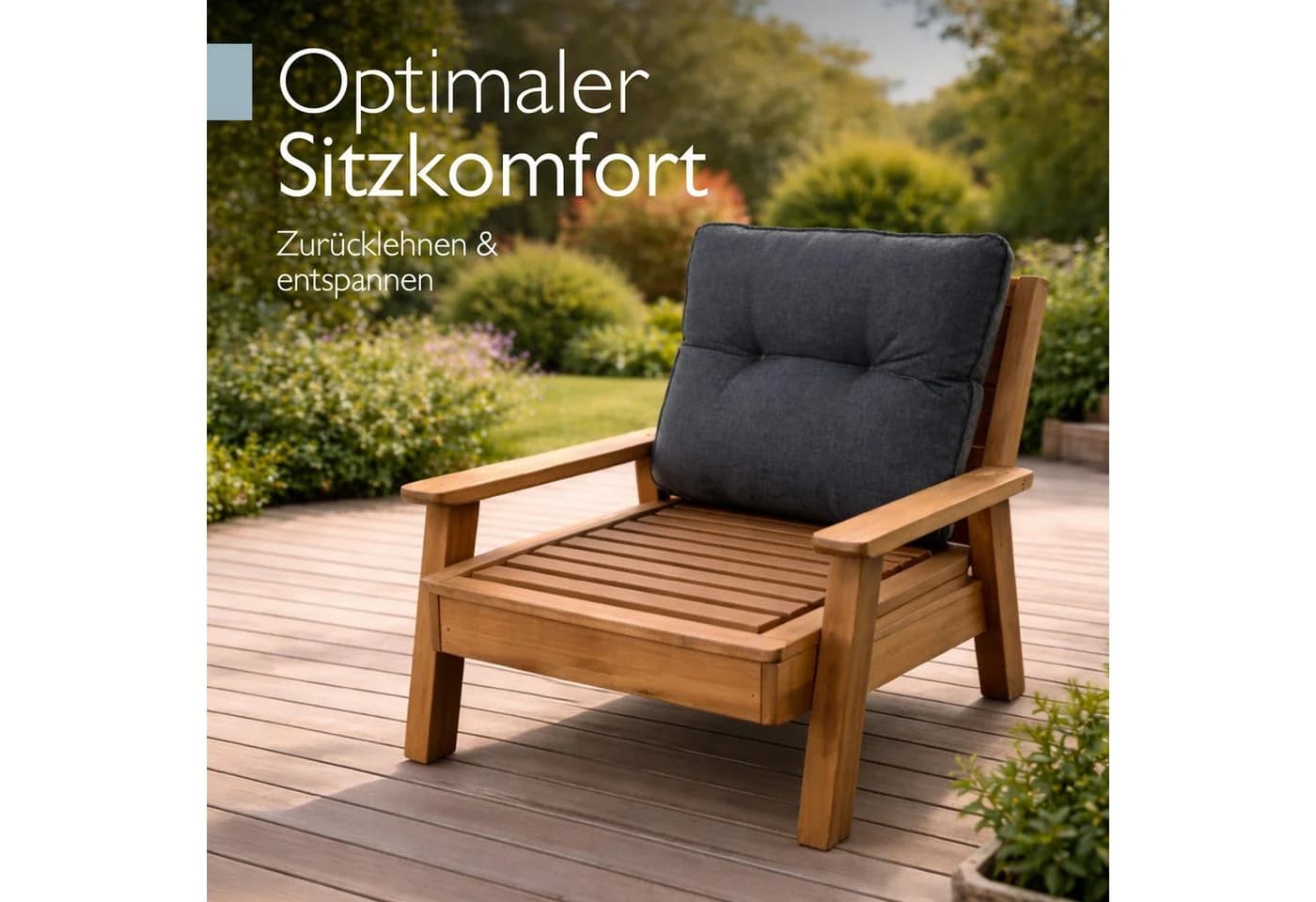 Beautissu Outdoor Loungekissen Anthrazit 50x40cm