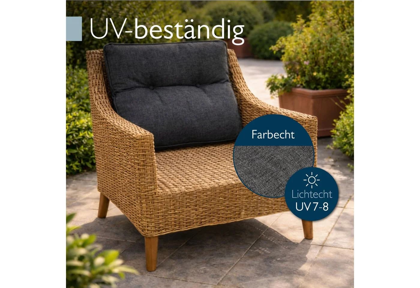 Beautissu Outdoor Loungekissen Anthrazit 50x40cm - Bild 4