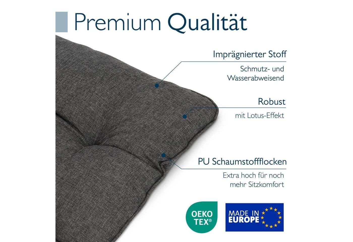 Beautissu Outdoor Loungekissen Anthrazit 50x40cm - Bild 5