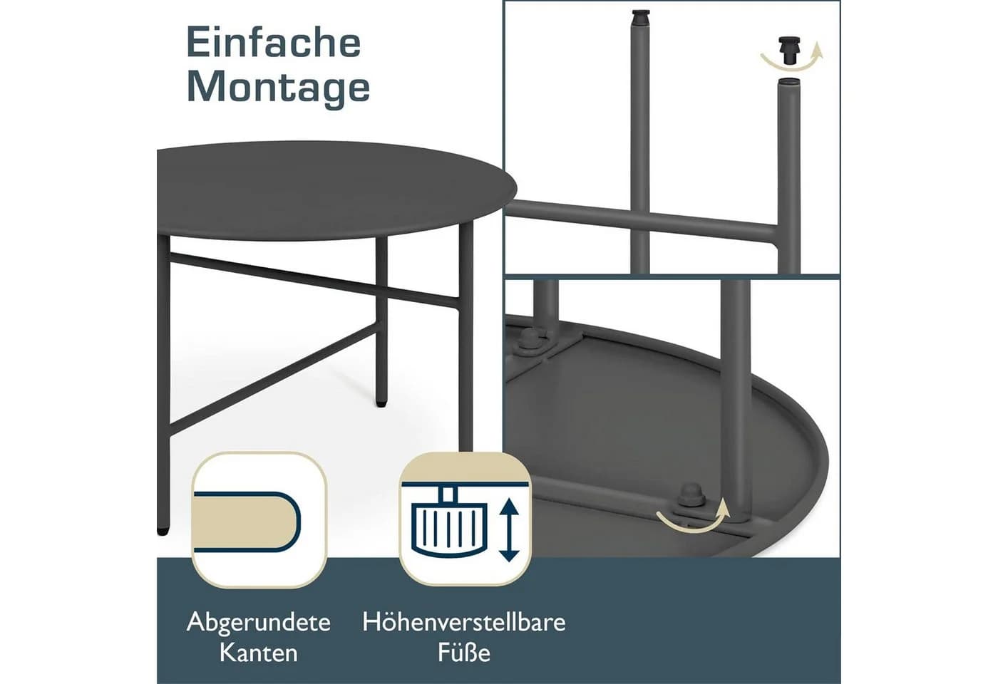 bomoe Beistelltisch 2er Set Schwarz Outdoor - Bild 4