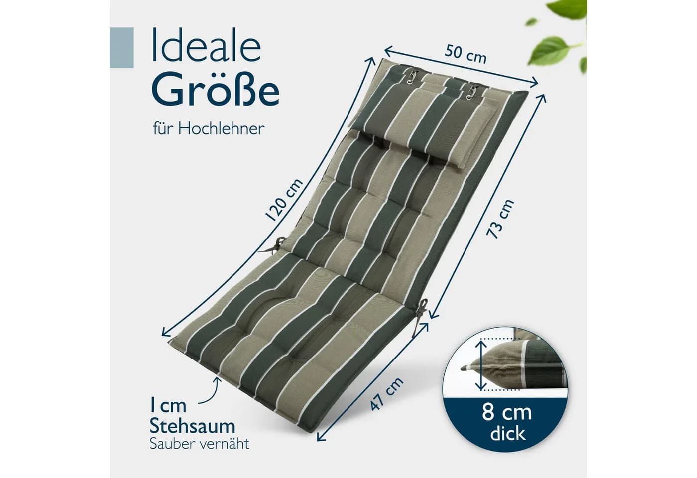 Beautissu Hochlehnerauflage Premium Grün UV-Lichtechtheit 5 - Bild 3
