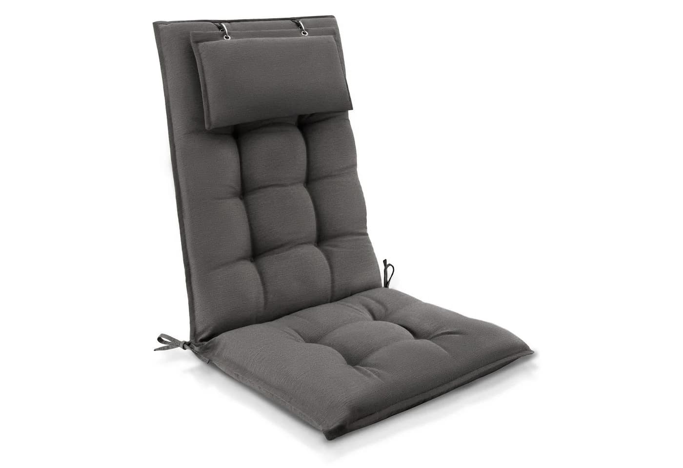 Beautissu Hochlehnerauflage Premium mit Kopfpolster Taupe - Bild 2