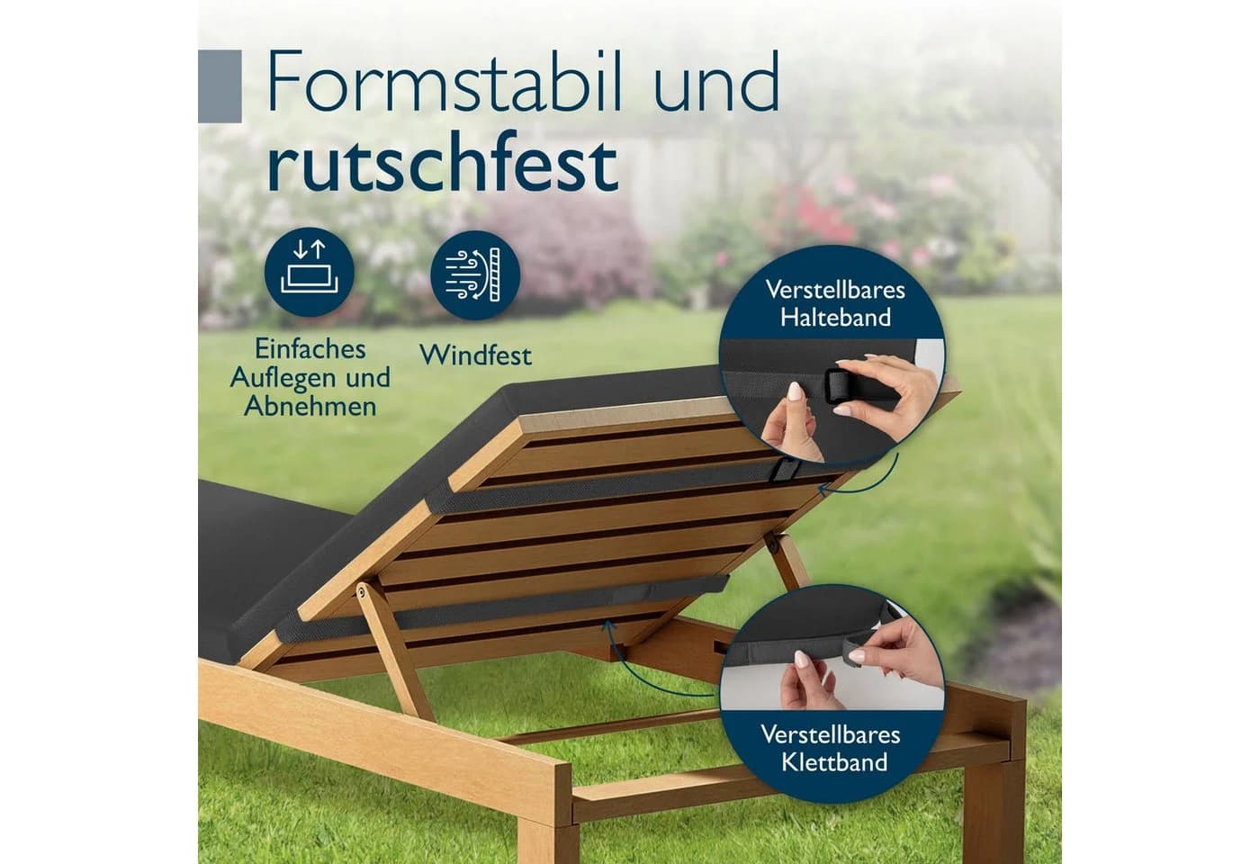 Beautissu Liegenauflage Deckchair Wasserdicht Anthrazit - Bild 4