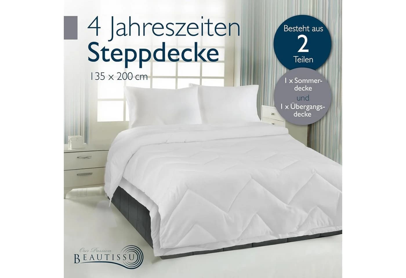 Beautissu 4 Jahreszeiten Bettdecke 135x200cm Allergiker