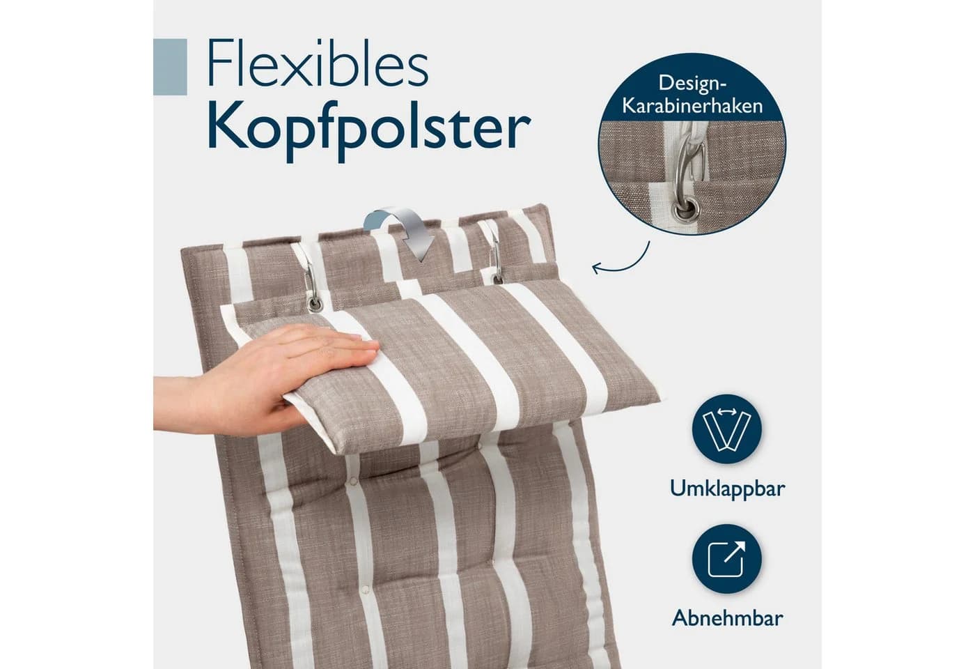 Beautissu Hochlehnerauflage 4er Set Beige-Weiß-Gestreift - Bild 5