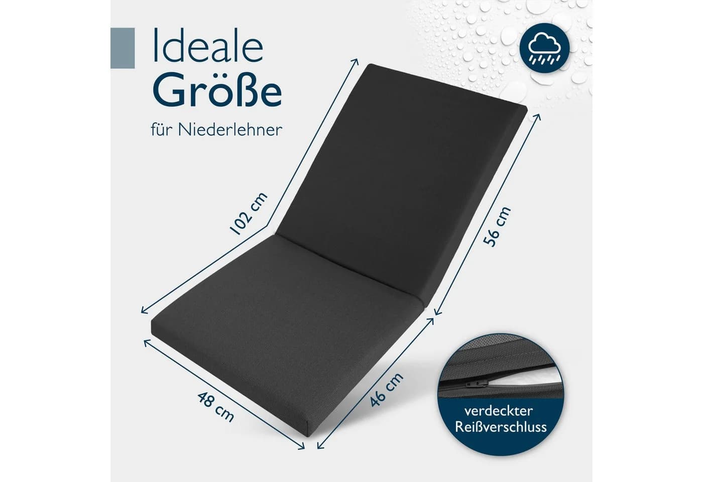 Beautissu Sitzauflage 6er Set Niedriglehner wasserdicht Anthrazit