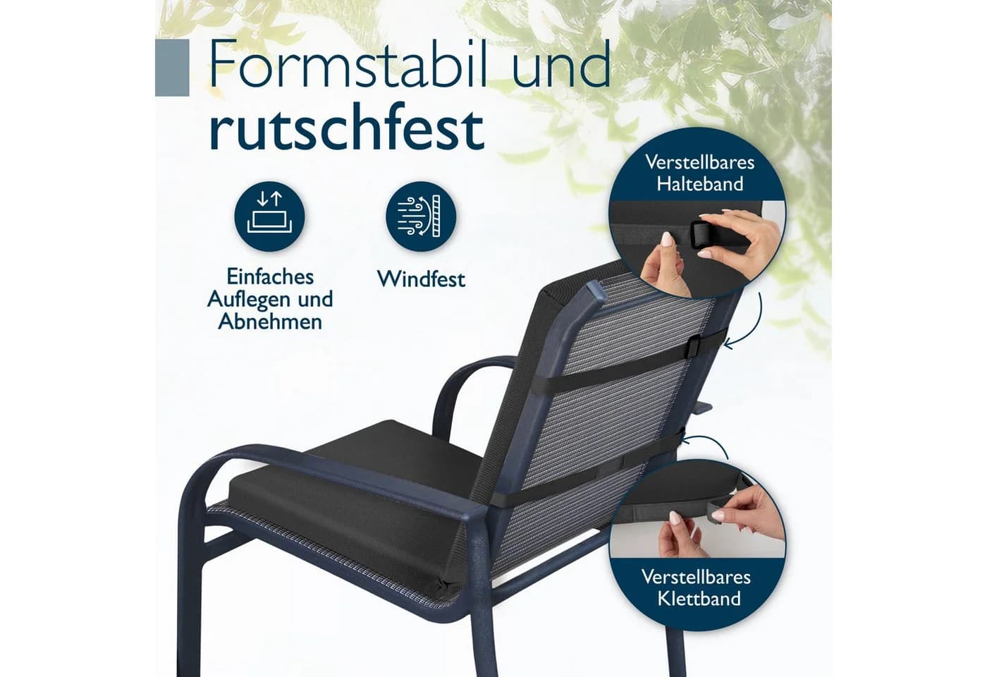 Beautissu Sitzauflage 6er Set Niedriglehner wasserdicht Anthrazit - Bild 3