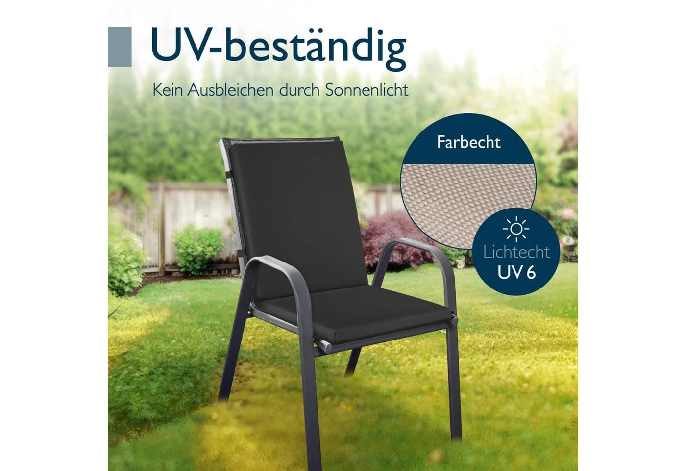 Beautissu Sitzauflage 6er Set Niedriglehner wasserdicht Anthrazit - Bild 5