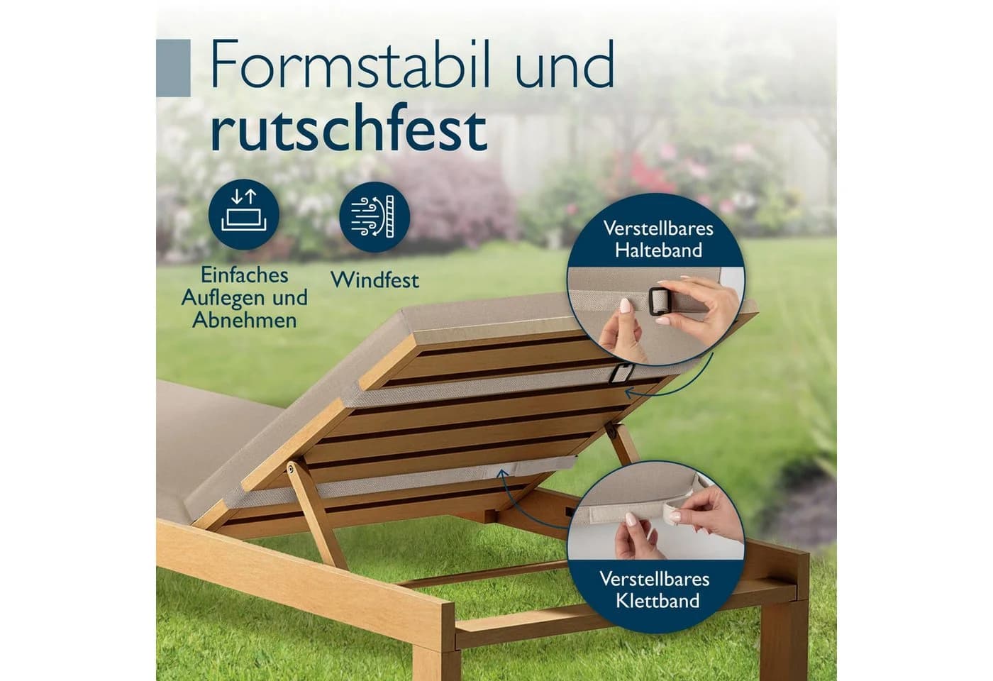 Beautissu Liegenauflage 2er Set Beige Wasserdicht Outdoor - Bild 4