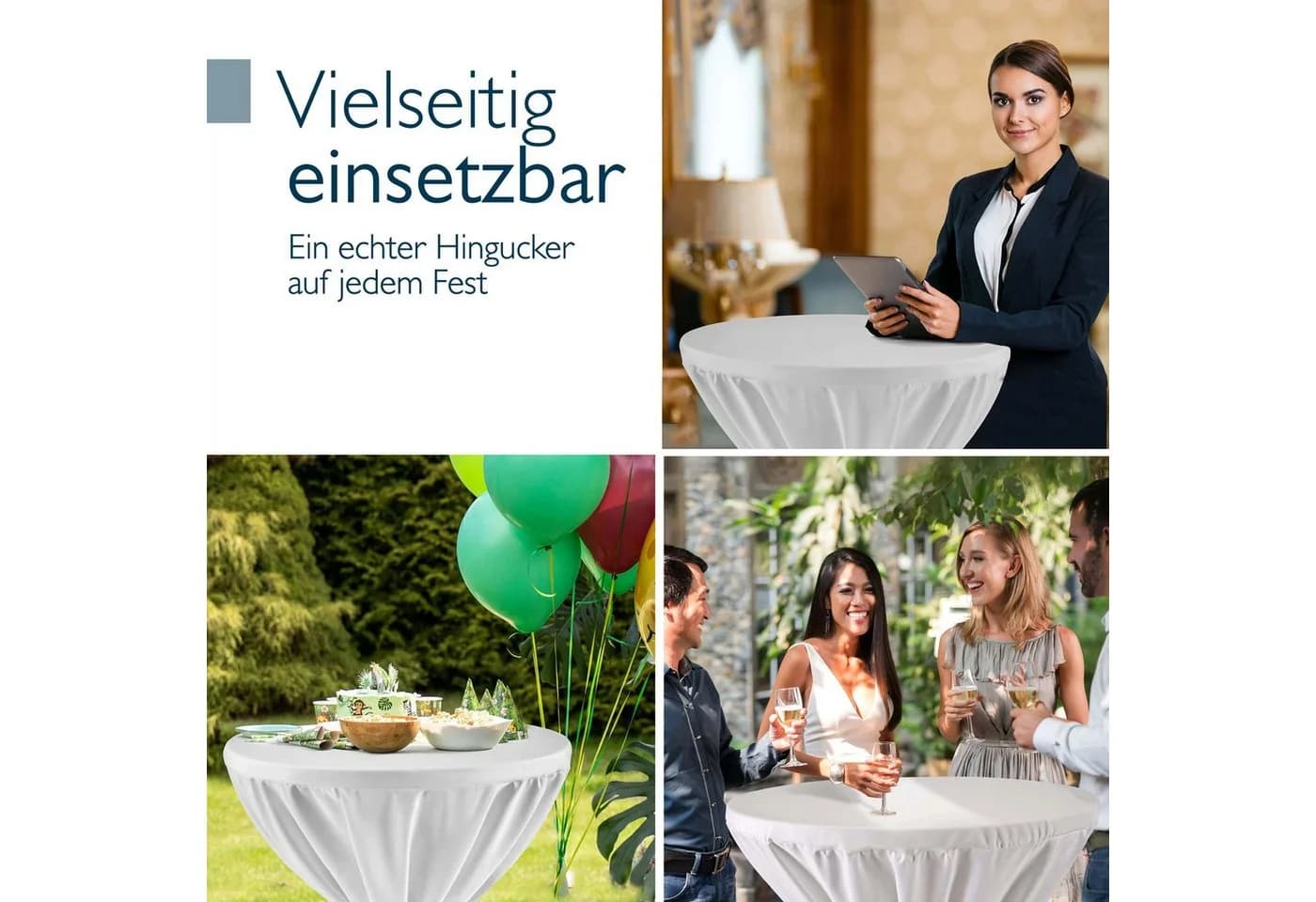 Beautissu Stehtischhusse Premium Weiß Ø 60-65 cm Bügelfrei - Bild 5