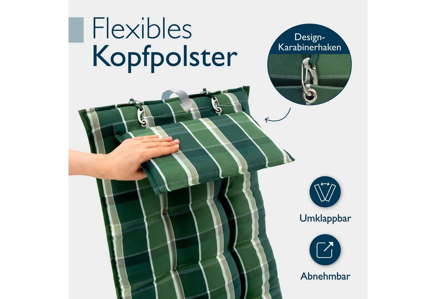 Beautissu Hochlehnerauflage Premium mit Kopfpolster Grün - Bild 4