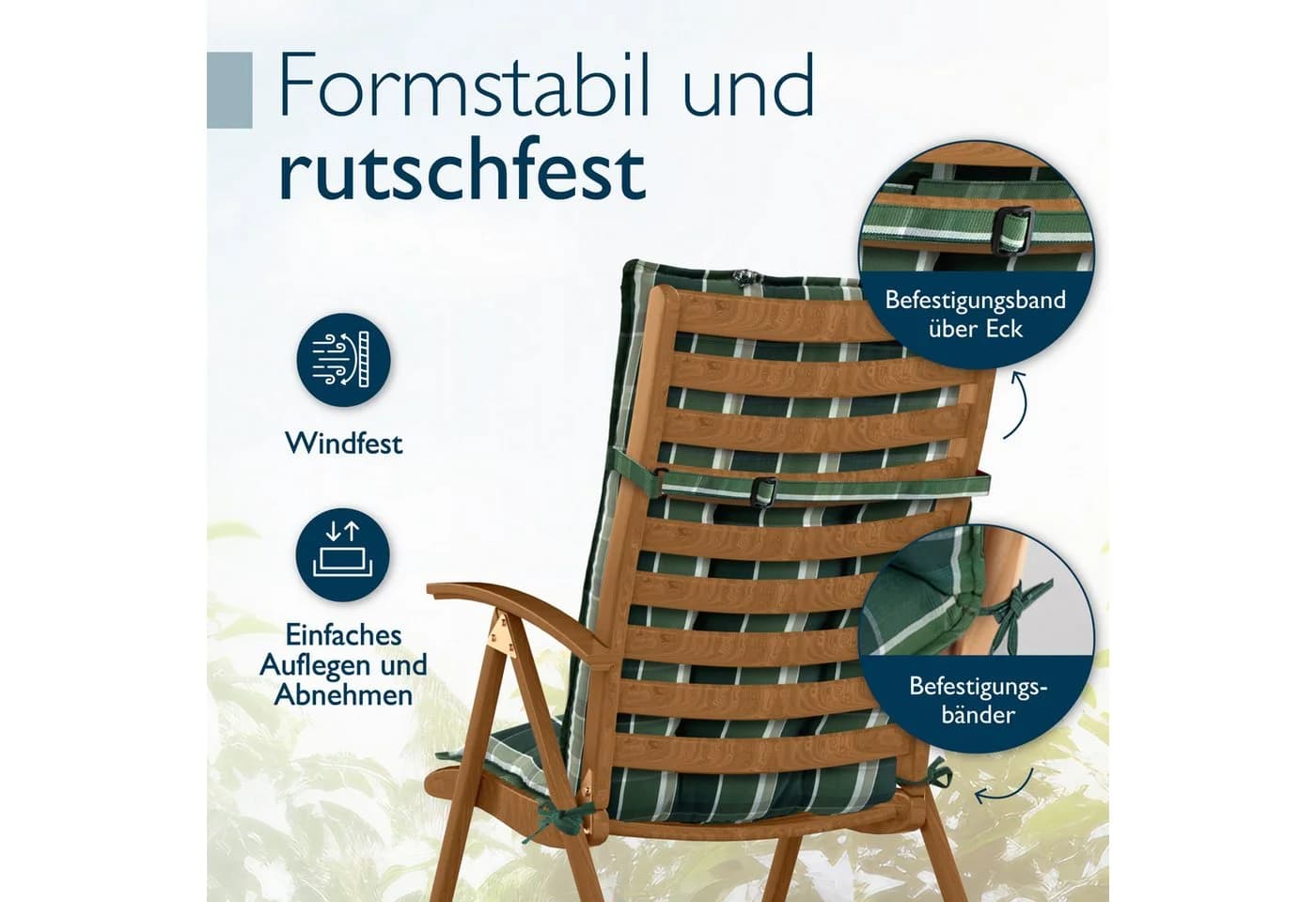 Beautissu Hochlehnerauflage Premium mit Kopfpolster Grün - Bild 5