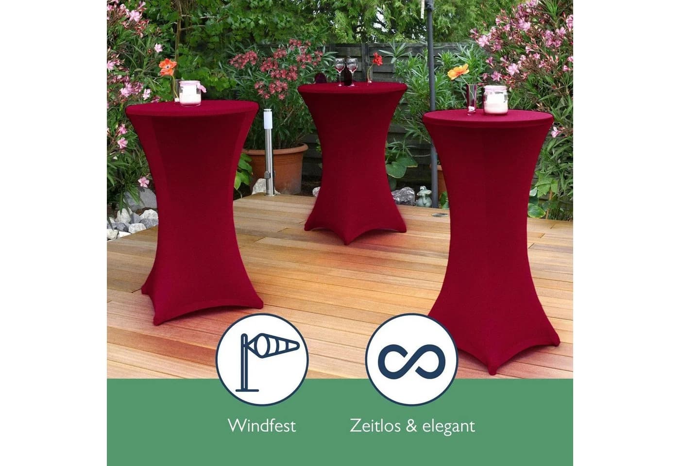 Beautissu Stehtischhusse Stretch Bordeaux 2er Set - Bild 3