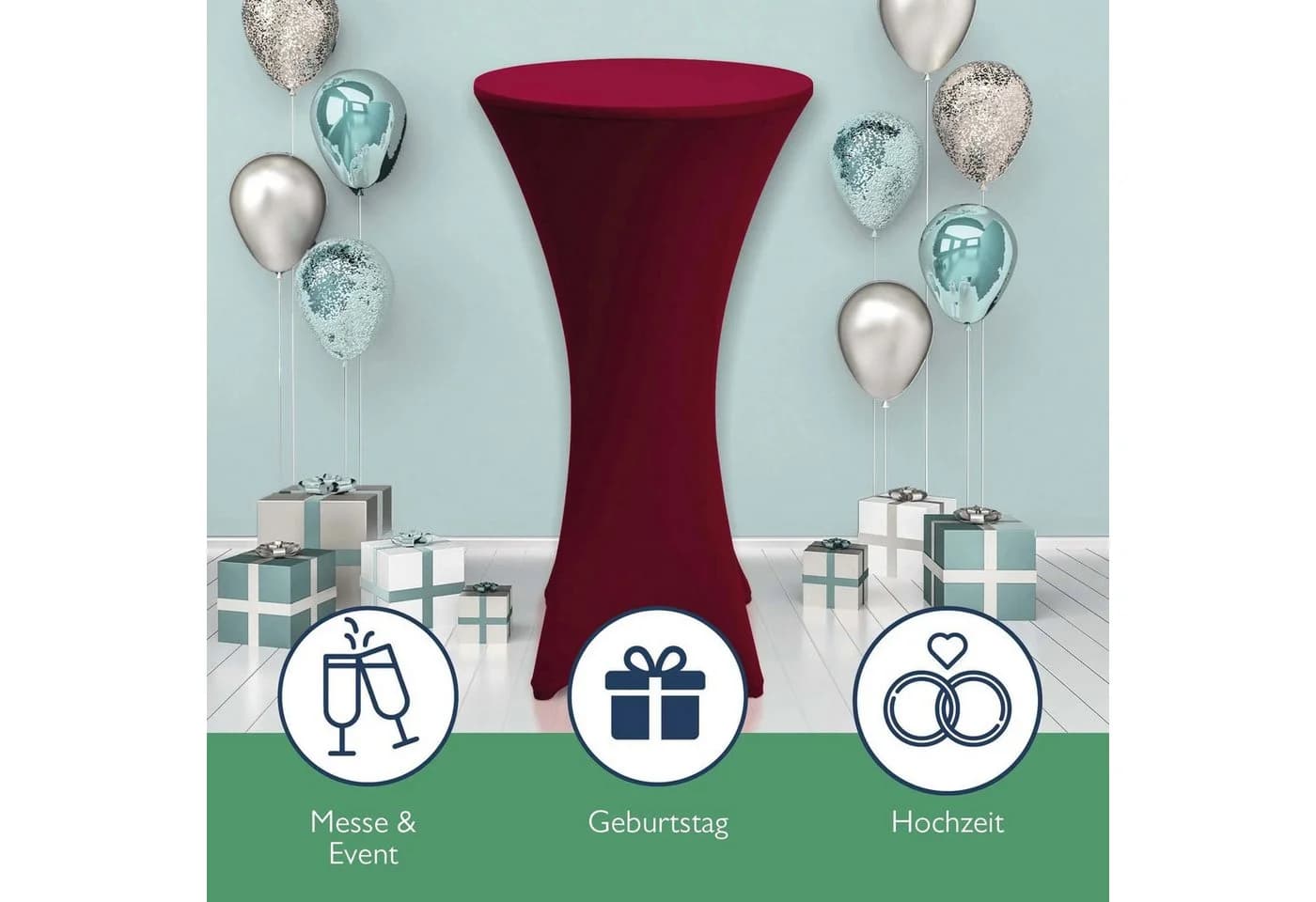 Beautissu Stehtischhusse Stretch Bordeaux 2er Set - Bild 4