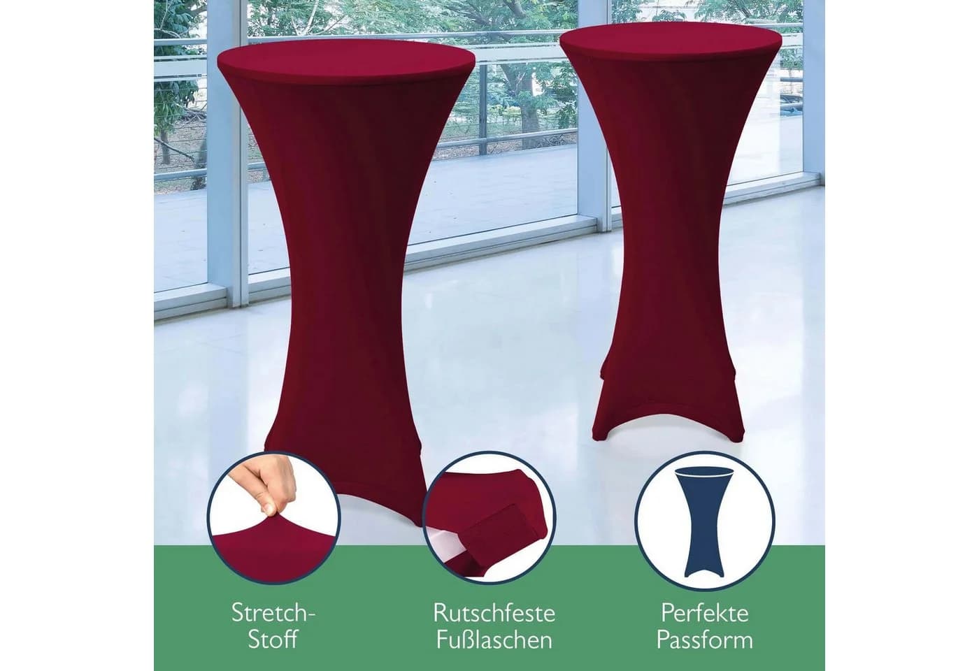 Beautissu Stehtischhusse Stretch Bordeaux 2er Set - Bild 5