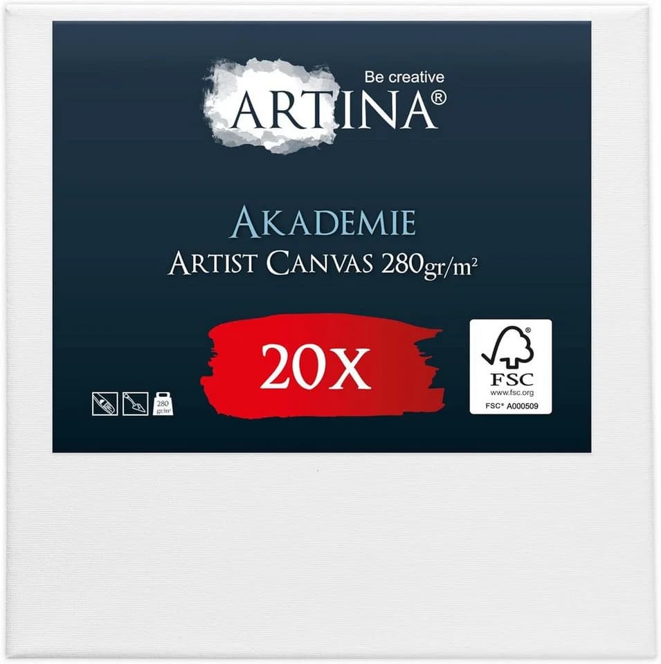 Artina Keilrahmen Leinwand Akademie 15x15cm 20er Set Baumwolle Weiß - Bild 2