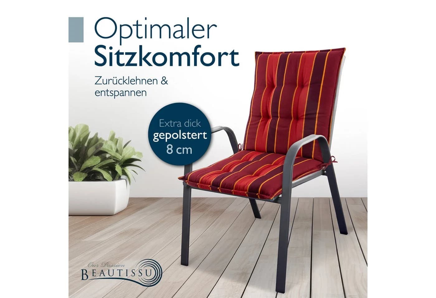 Beautissu Niedriglehner Auflage Rot UV-Lichtechtheit 5 - Bild 5