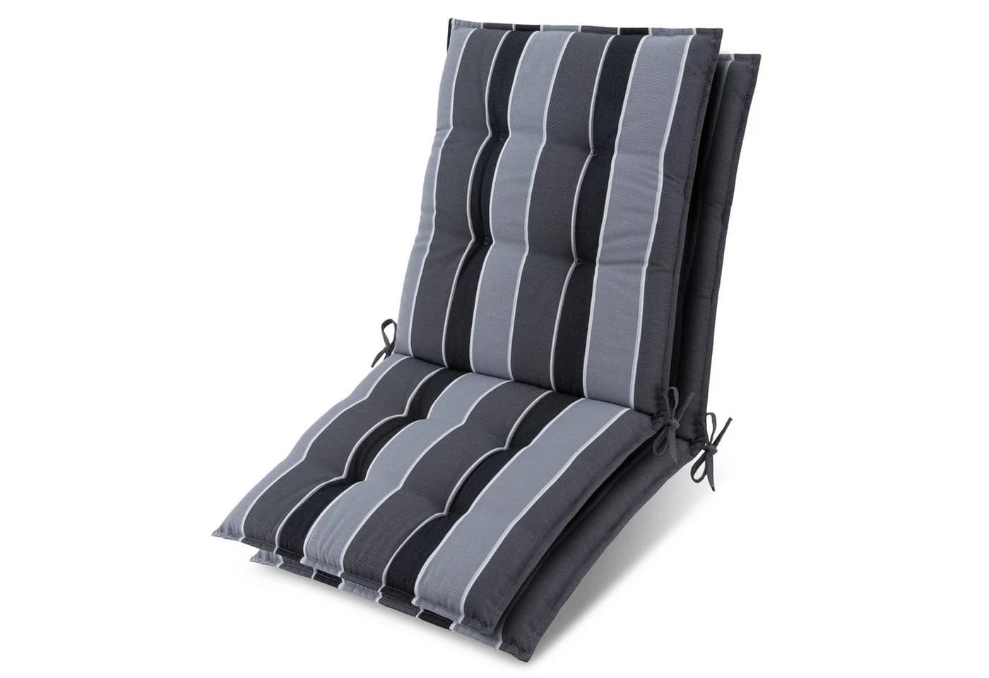 Beautissu Sitzauflage 2er Set Niedriglehner Anthrazit-Gestreift - Bild 2