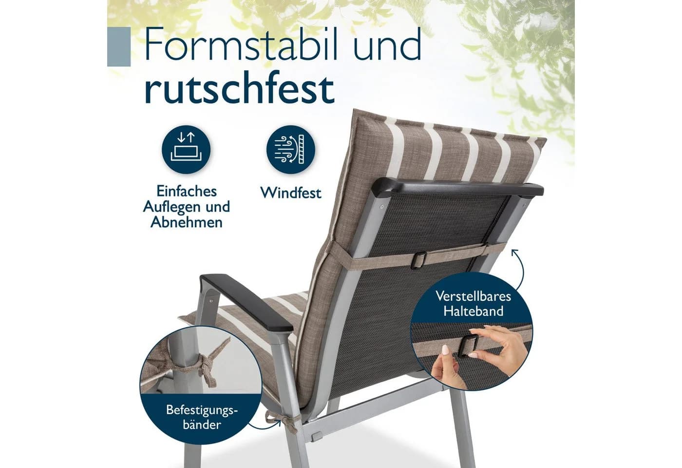 Beautissu Niedriglehner Auflage 2er Set Beige-Weiß UV-Lichtechtheit - Bild 4