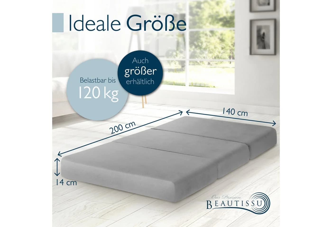 Beautissu Klappmatratzen-Aufbewahrungstasche Grau 390 Liter